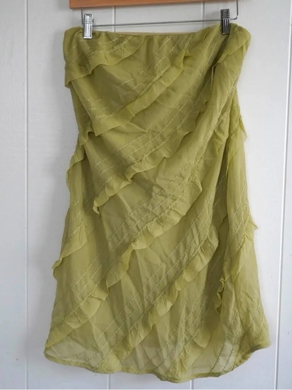 Heart & Heels Ruffled Chiffon Midi Dress in Olive large